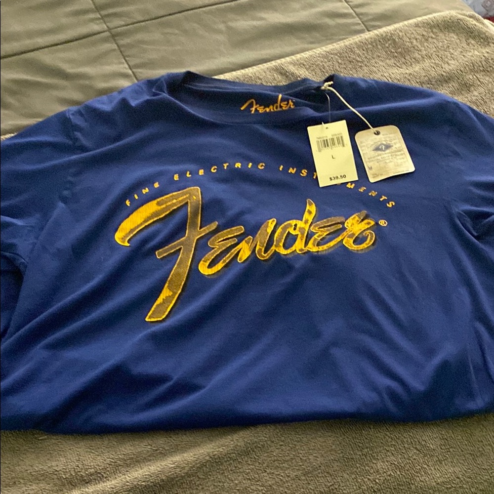 Fender Royal Blue Tee with Gold Script - Picture 5 of 6